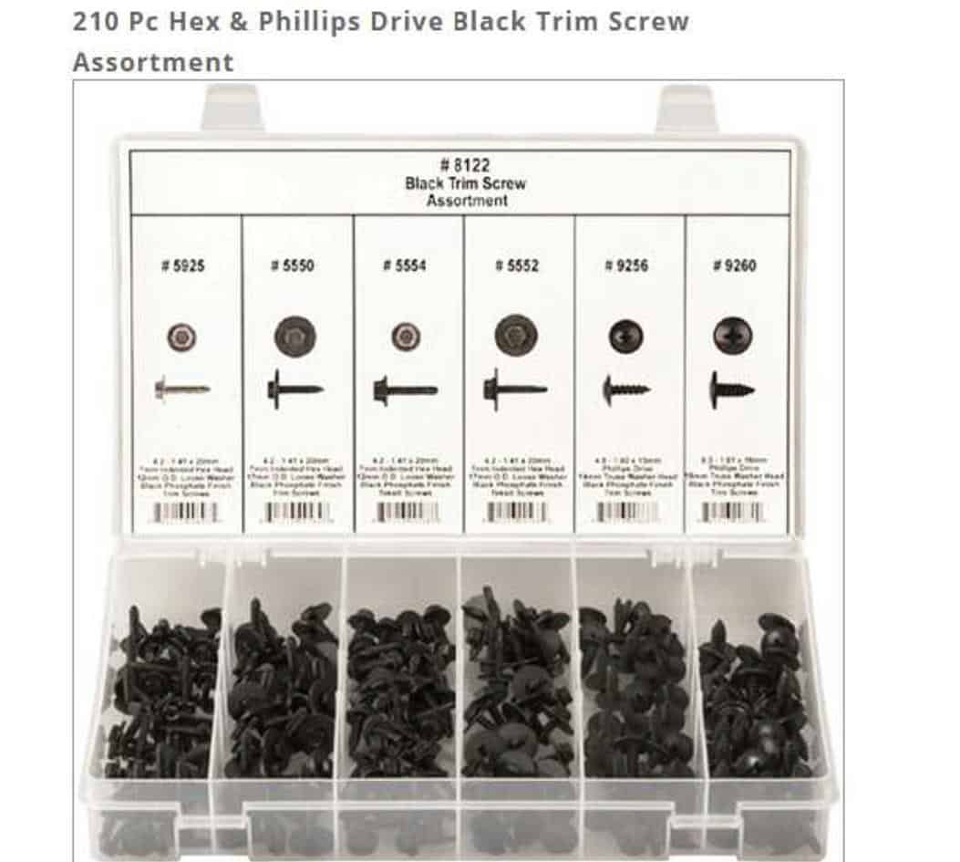 Trim Screw Kit: Black  Appro x 210 pce